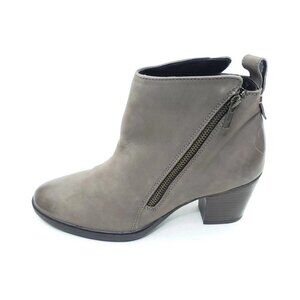 Rockport Cobb Hill Taupe Leather Side Zip Ankle Boots Block Heel Womens Size 8.5